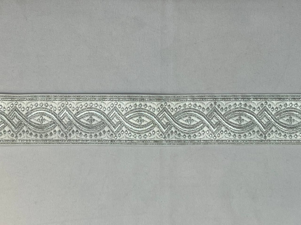 Галун КОСТРОМА, белый с темным серебром, шир. 4 см, РА