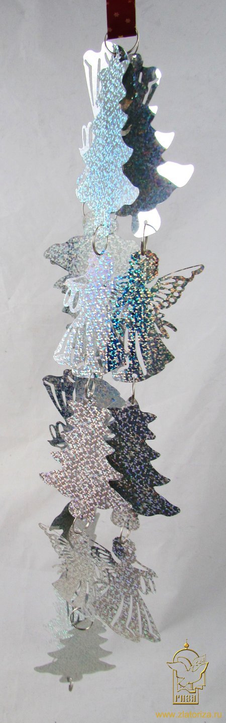 Гирлянда Ангелы и елочки 1,8 м, цвет серебряный