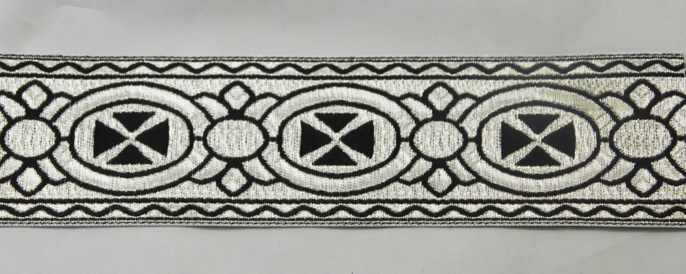 Галун ПАСХА, черный с серебром, шир. 4 см, РА