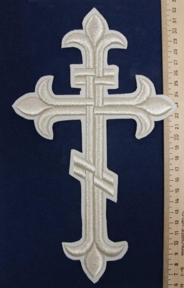 Крест Аналойный восьмиконечный, белый с серебром, высота 25 см