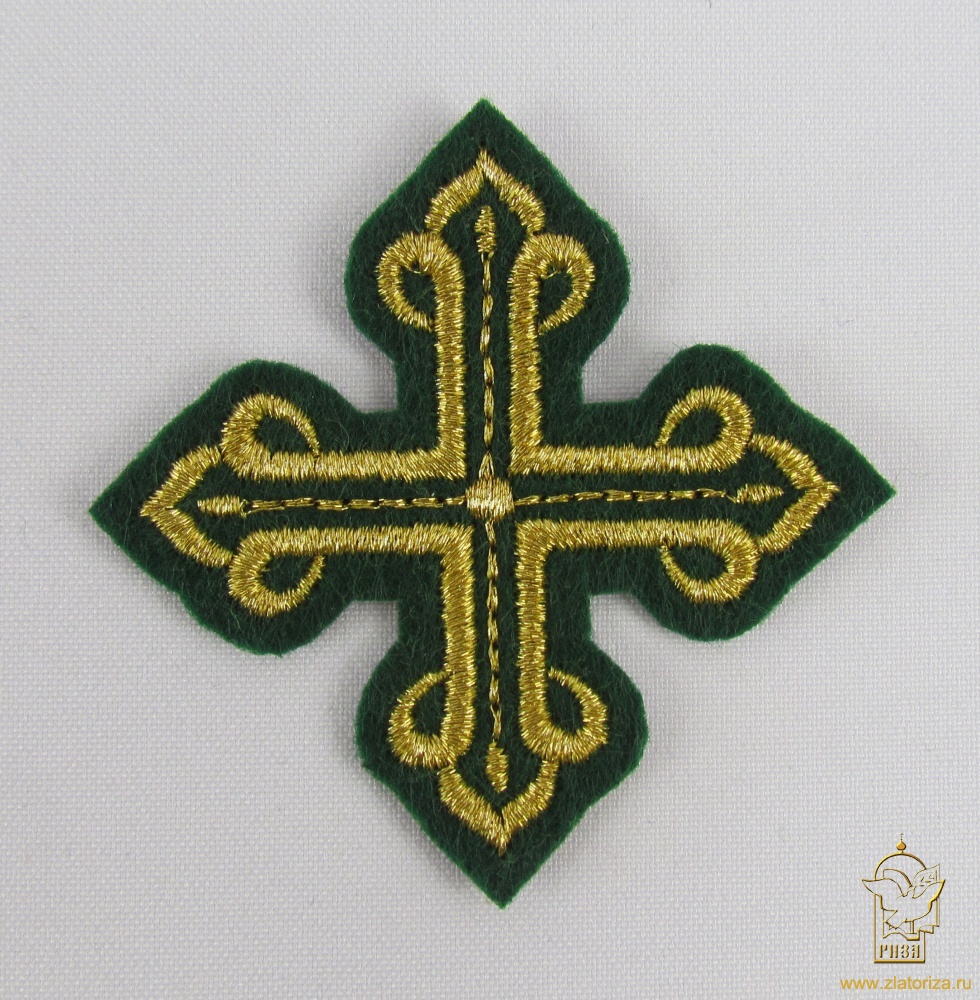 Крест 4 КАНОН, зеленый с золотом, 6-7 см