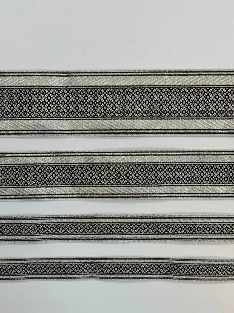 Галун РОМАШКА, черный с серебром, шир. 4 см, РА