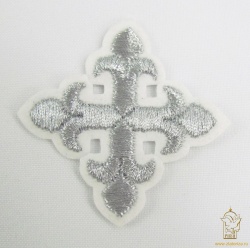 Крест 4 КАПЛЕВИДНЫЙ, белый с серебром,6-7 см