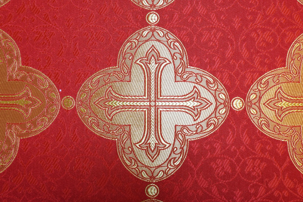 Шелк НИКЕЯ, красный с золотом, шир. 165 см