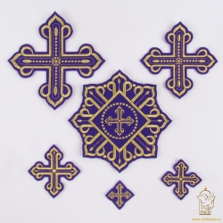 Набор крестов КАНОН W 002, иерейский, фиолетовый с золотом, 14 шт,