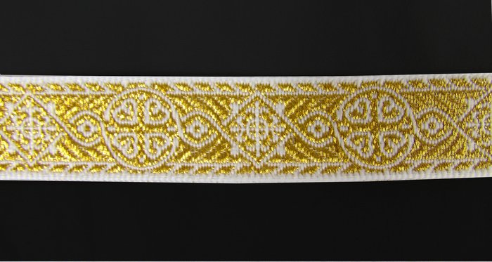 Галун ВИЗАНТИЯ, белый с золотом, шир. 1,7 см, ФР