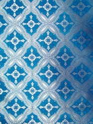 Шелк КРУЖЕВНИЦА, голубая с серебром, шир. 150 см, Рахманово