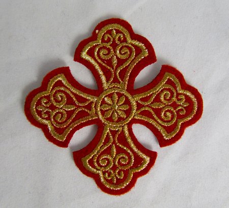 Крест 3 УЗОРНЫЙ красный с золотом,8-9 см