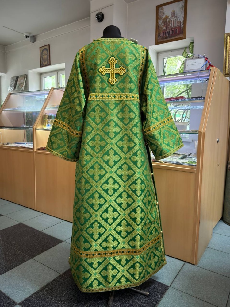 Диаконский стихарь, парча, зеленый с золотом.