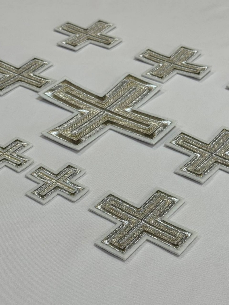 Набор крестов, диаконский, АНДРЕЕВСКИЙ, белый с серебром, 10 шт