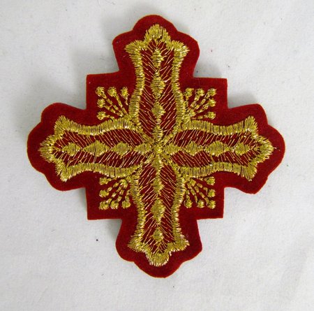 Крест 4 БОЧКА, красный с золотом,6-7 см