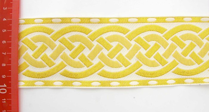 Галун ПЛЕТЕНКА, белый с золотом, шир. 6 см, ФР