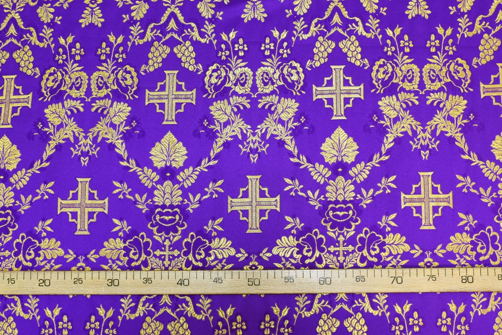 Парча ФЕВРОНИЯ, фиолетовая с золотом, шир. 150 см, Рахманово
