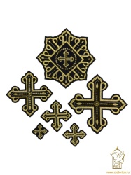 Набор крестов КАНОН W 002, иерейский, черный с золотом, 14 шт,