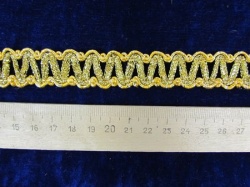 Тесьма декоративная ЗИГЗАГ, желтая с золотом