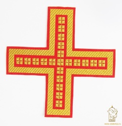 Крест П/Ж ПРЯМОЙ с кубиками, красный с золотом Крест П/Ж ПРЯМОЙ с кубиками, красный с золотом