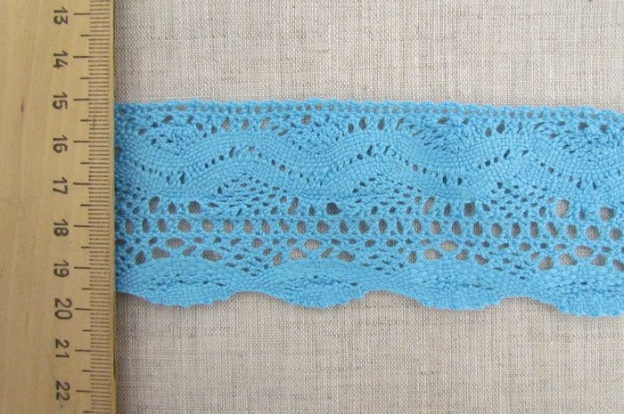 Кружево 149, плетеное, голубое, шир. 5 см