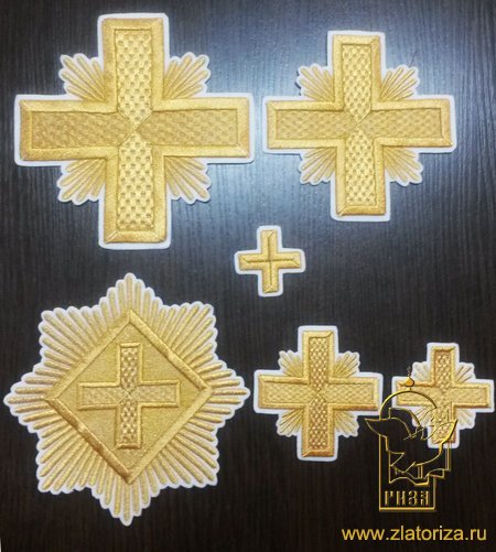 Набор крестов, иерейский, ШАХМАТНЫЙ, белый с золотом, 14 шт, арт. 22462