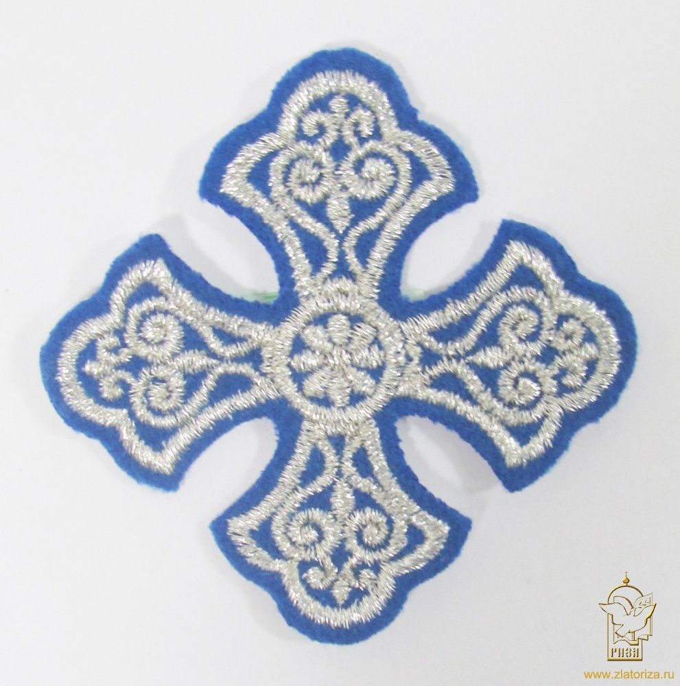 Крест 4 УЗОРНЫЙ синий серебро,6-7 см
