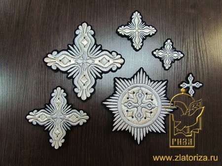 Набор крестов, иерейский, РАКУШКА черный с серебром, 14 шт, арт. 22335