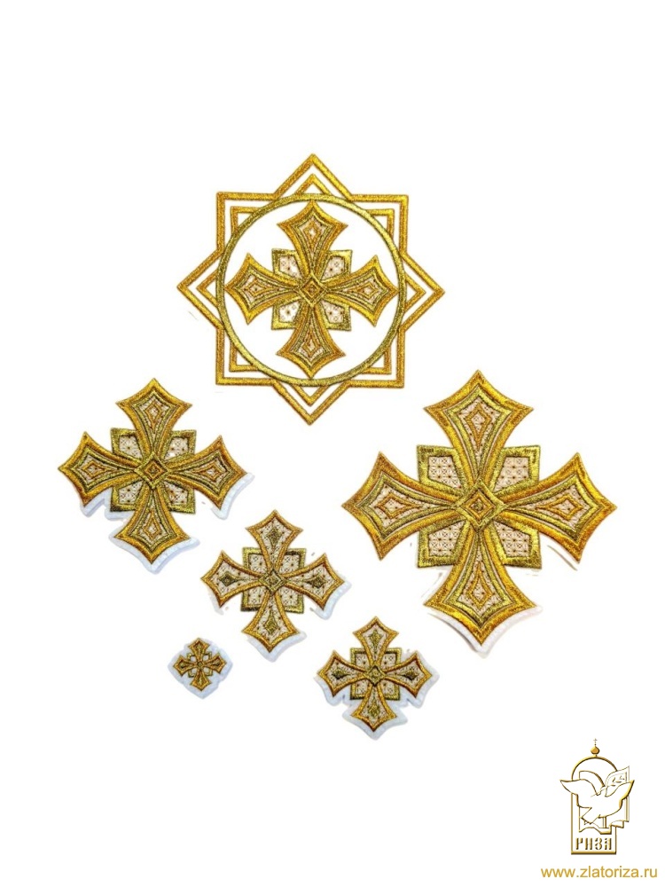 Набор крестов, иерейский, ГЕОРГИЙ, белый с золотом, 14 шт