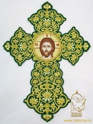 Крест Спас Вседержитель зеленый с золотом h 25 см, арт. 19448 Крест Спас Вседержитель зеленый с золотом h 25 см, арт. 19448