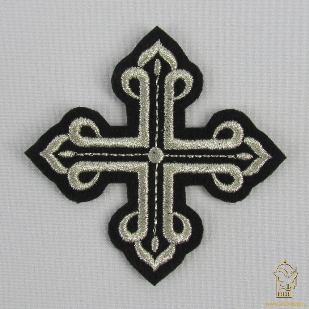 Крест 3 КАНОН, черный с серебром,8-9 см