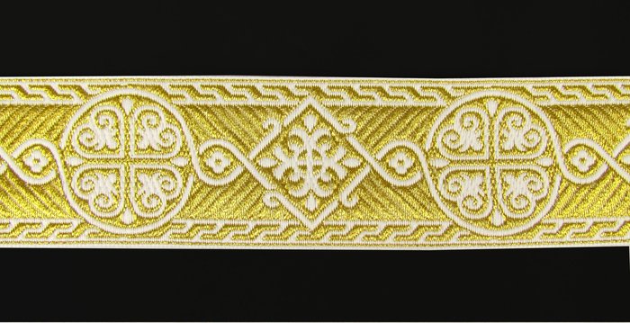 Галун ВИЗАНТИЯ, белый с золотом, шир. 4 см, ФР