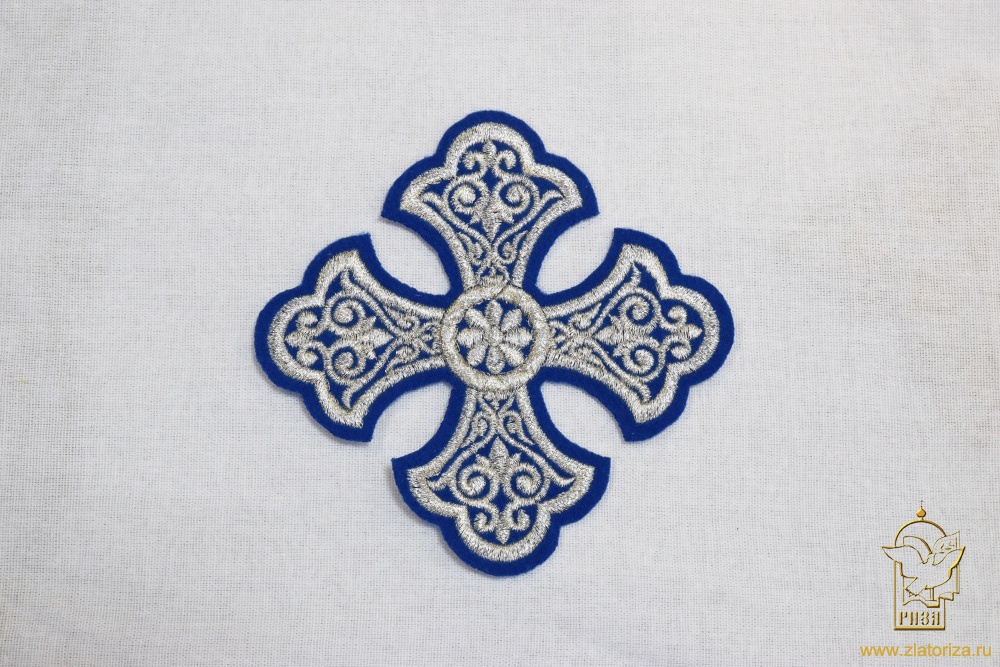 Крест 2 УЗОРНЫЙ синий серебро,10-12 см