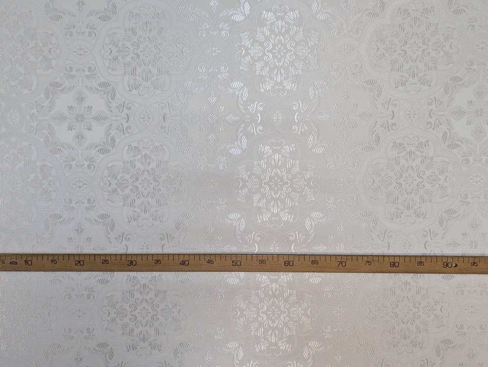 Шелк БЛАГОВЕСТ, белый с серебром, шир. 150 см, Рахманово