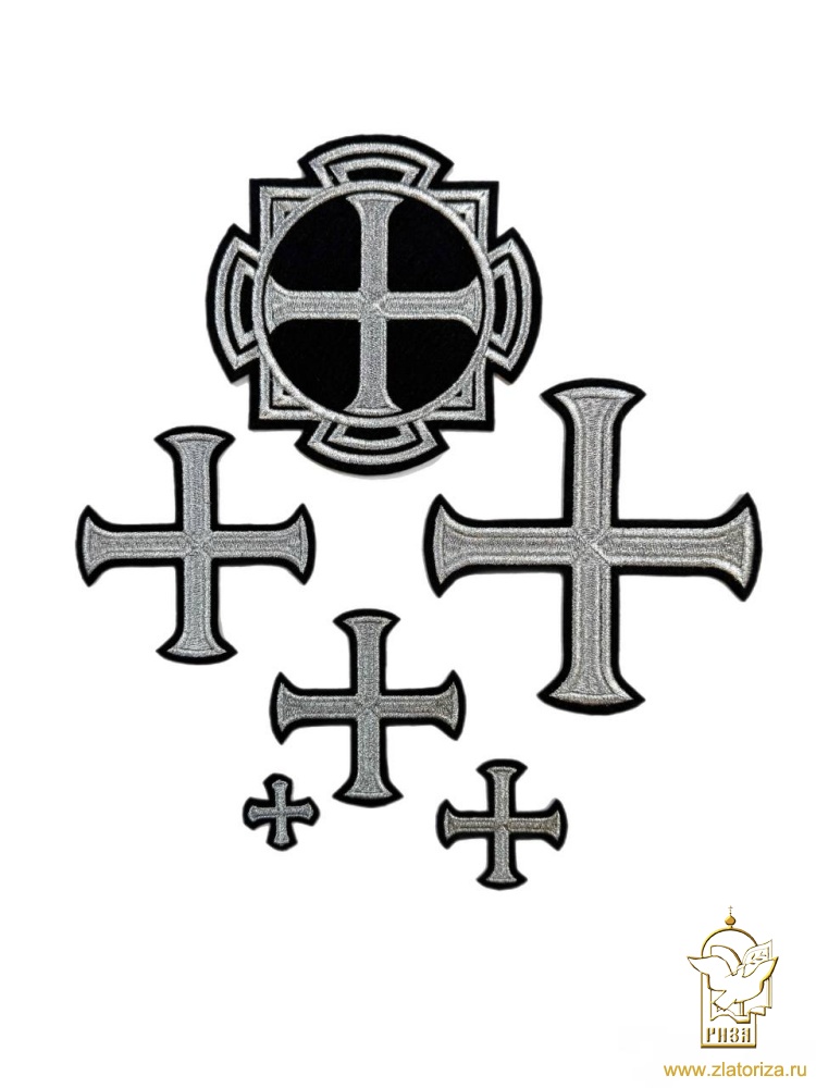 Набор крестов, иерейский, БУЛАТ, черный с серебром, 14 шт