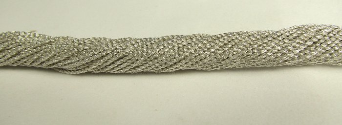 Шнур серебро, металл, 1 мм, арт 6 PLY milky dori, витой