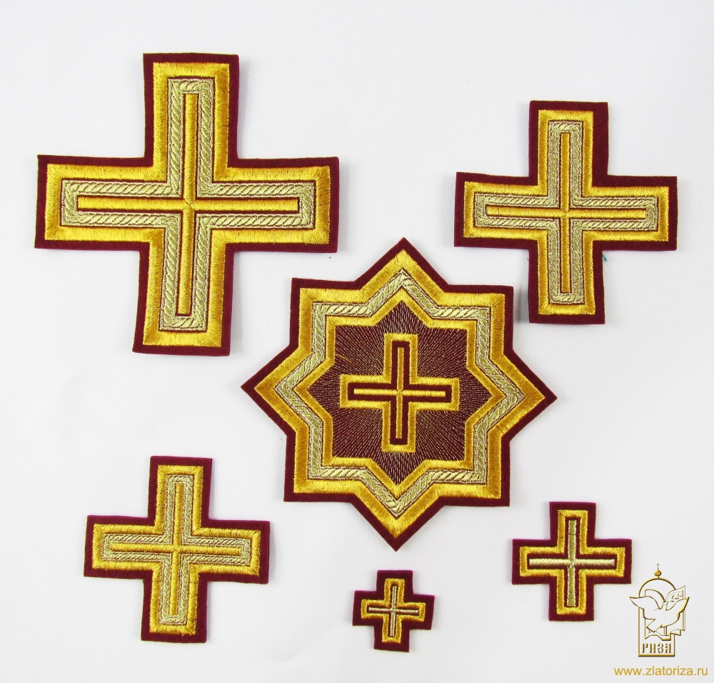 Набор крестов, иерейский, АНДРЕЕВСКИЙ, бордо с золотом, 14 шт