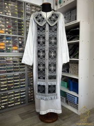 Епитрахиль + поручи, черная с серебром, парча Епитрахиль + поручи, черная с серебром, парча