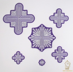 Набор крестов, иерейский, СОЛНЦЕ, фиолетовый с серебром, 14 шт Набор крестов, иерейский, СОЛНЦЕ, фиолетовый с серебром, 14 шт