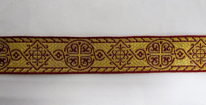 Галун ВИЗАНТИЯ, бордо с золотом, шир. 1,7 см, ФР