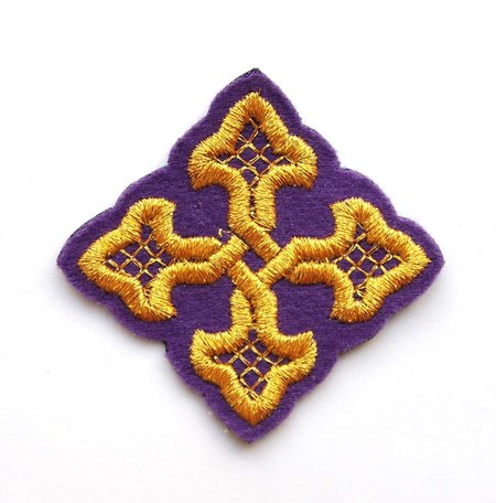 Крест 4 ВЯЗАНЫЙ, фиолетовый с золотом,6-7 см