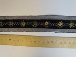 Лента декоративная 10 черная с паетками и бусинкам