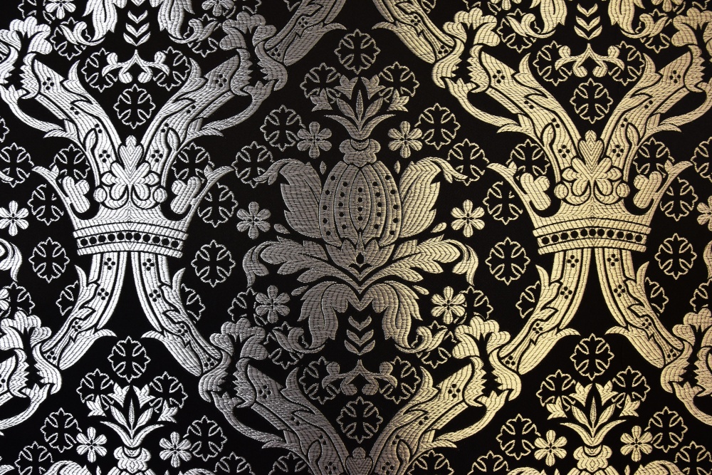Шелк КОРОНА (ИЕРУСАЛИМ), черная с серебром, шир. 160 см