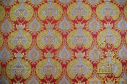 Парча КУПОЛА, красная с золотом, шир. 150 см, Рахманово