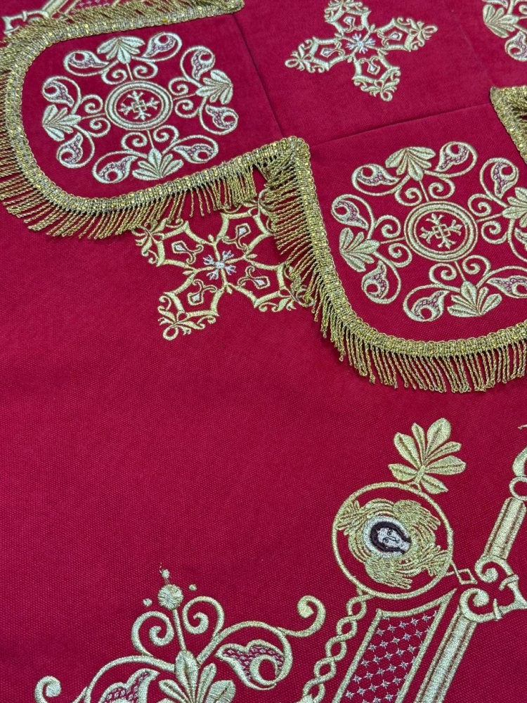 Покровцы бархат красные с золотом, с вышивкой, П