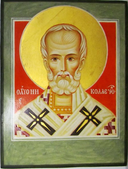 Икона Николай Чудотворец святитель, письмо 20х26,5 см, на новой доске