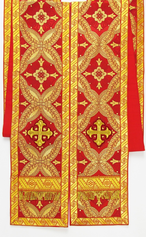 Орарь двойной красный, шелк, без поручей