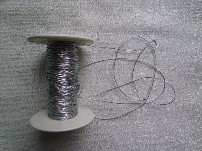 Шнур отделочный 1 мм, серебрянный, плоский, 50 м