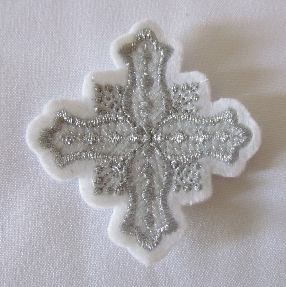 Крест 4 БОЧКА, белый с серебром,6-7 см