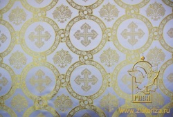 Шелк ГЕФСИМАНСКИЙ САД, белый с золотом, шир. 160 см