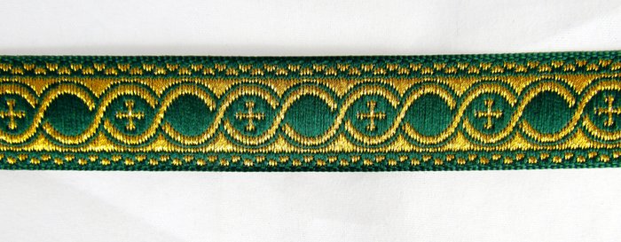 Галун ГОРОХ, зеленый с золотом, шир. 1,5 см, ФР
