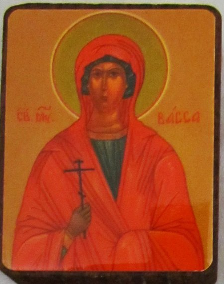 Икона Васса святая мученица, №320 литография 4х5см, на деревянной доске