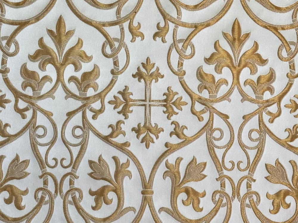 Парча СВЯТОГОРСКАЯ, белая с золотом, шир. 165 см