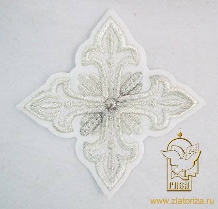 Крест 2 ОСТРЫЙ, белый со светлым серебром,10-12 см